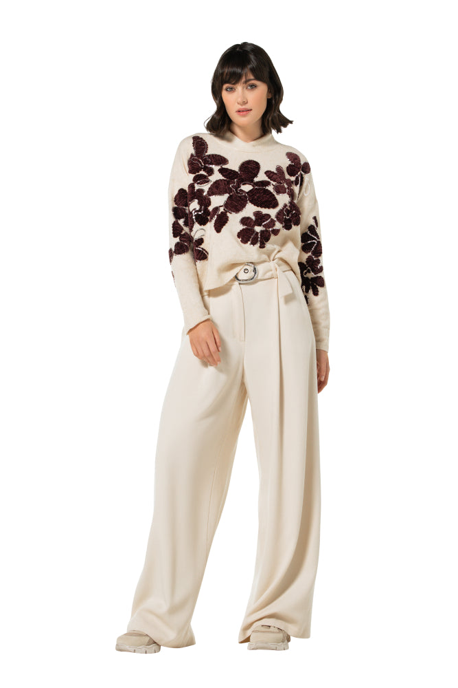 Pantalon city à pli et ceinture